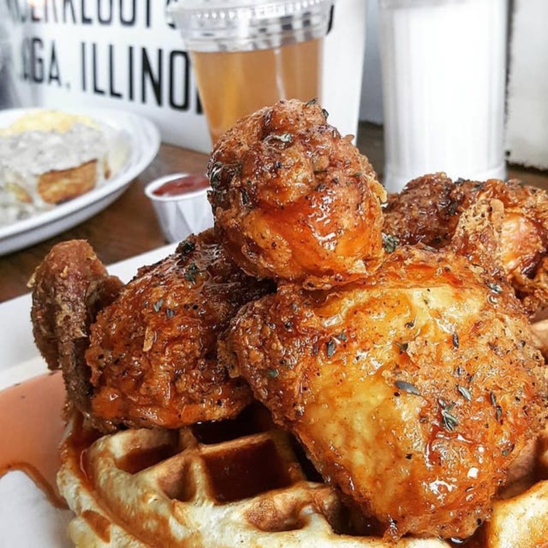 Chicken and Waffles from The Stockyards Smokehouse