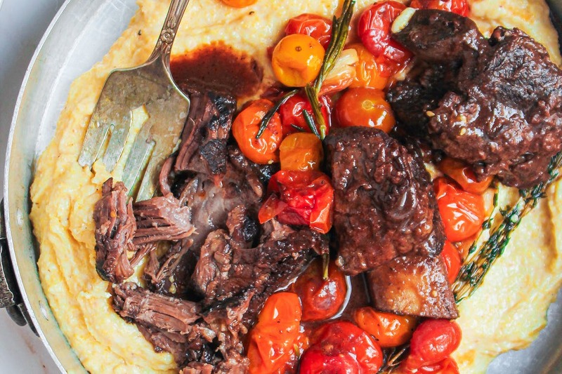 Red Wine Braised Short Ribs With Creamy Polenta