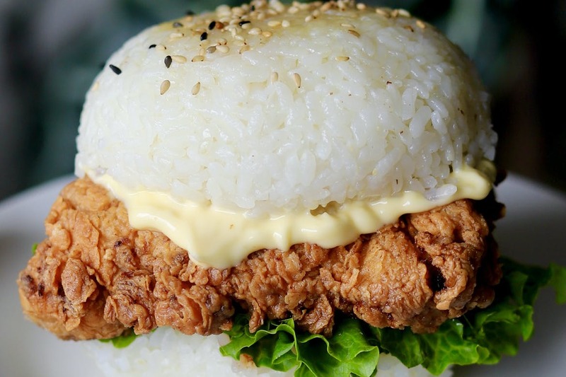 Crispy Chicken Rice Burger With Kewpie Mayo
