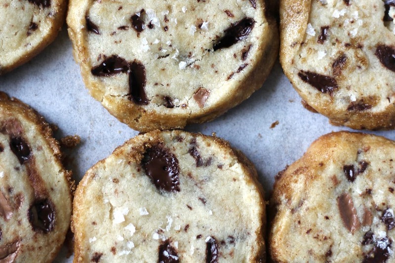 Salted Butter Chocolate Chunk Shortbread Cookies