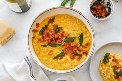 Pumpkin Risotto With Sage and Bacon