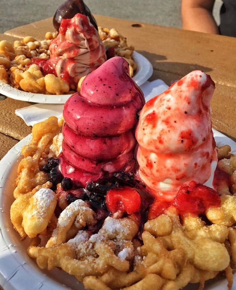 Blueberry and Strawberry Vanilla Funnel Cake