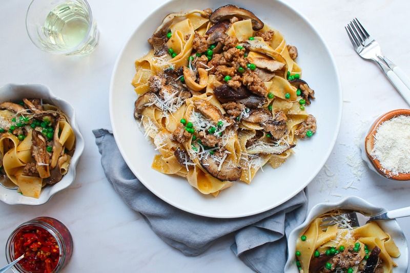 Wild Mushroom and Sausage Pappardelle