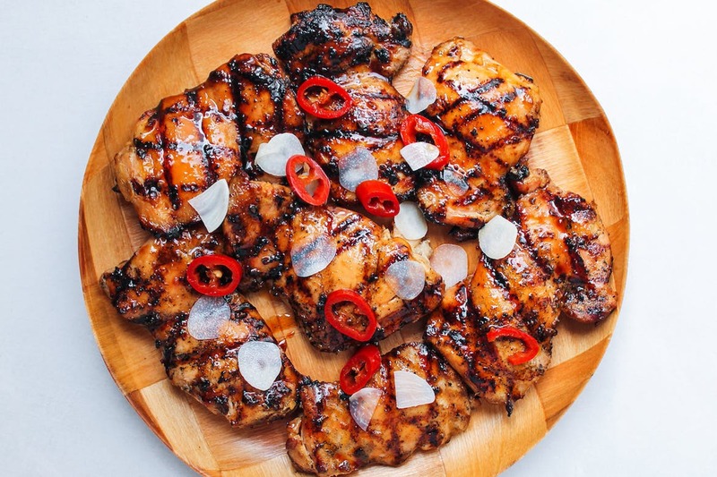 Grilled Chicken "Adobo" With Spicy Pickled Garlic