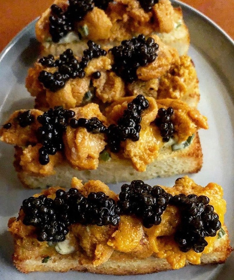 Sea Urchin on Toast with Caviar