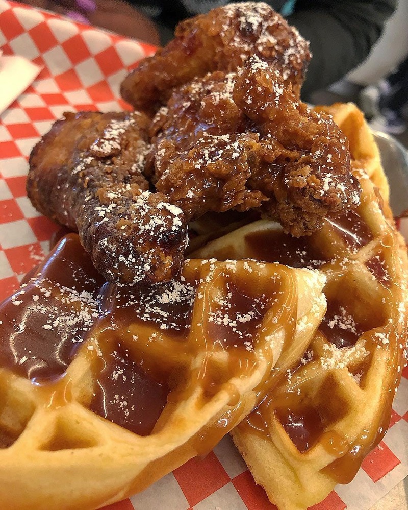 Caramel Fried Chicken and Waffles
