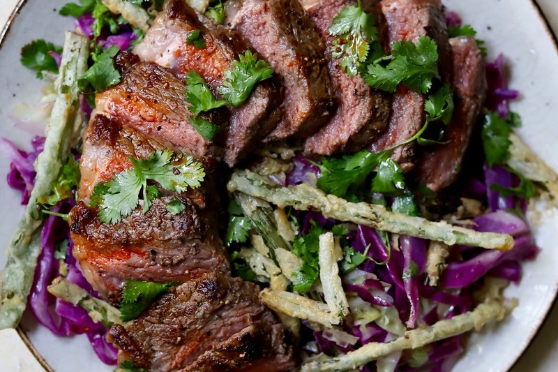 New York Strip Steak and Braised Cabbage