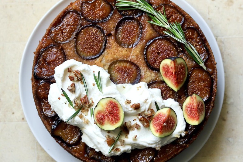 Honey Fig Cake With Whipped Cream Cheese and Rosemary Candied Pecans